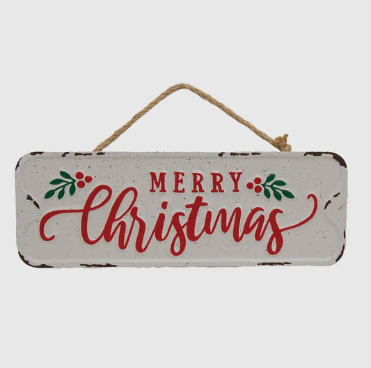 Distressed metal, vintage ‘Merry Christmas’ sign