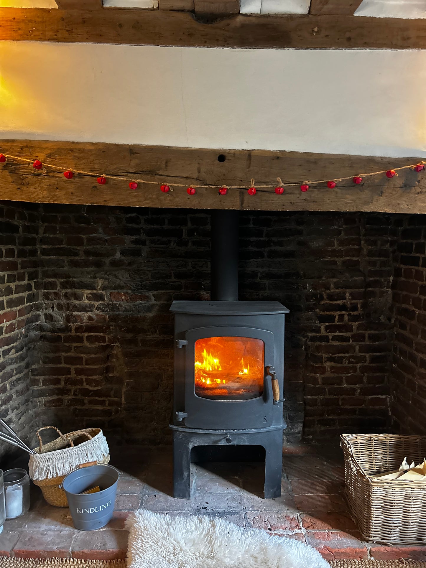 Joyful red jingle bell garland